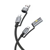 Hoco USB-A/USB-C Till USB-C Cigarettändare 60W 3A Kabel 1.2m U138 - Svart