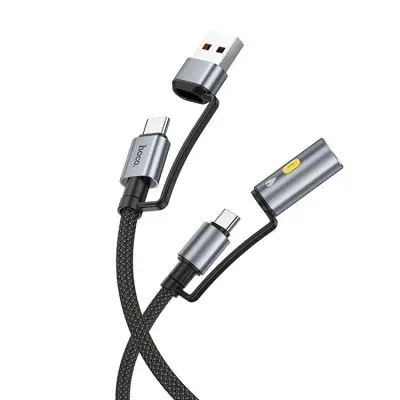 Hoco USB-A/USB-C Till USB-C Cigarettändare 60W 3A Kabel 1.2m U138 - Svart