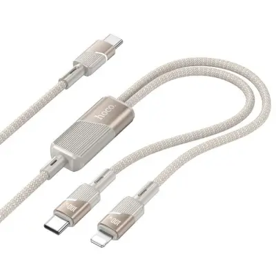 HOCO USB-C till USB-C/Lightning Kabel 100W 5A 1.2m U139 - Guld