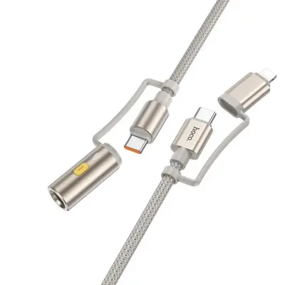 Hoco USB-C/Lightning Till USB-C Cigarettändare 60W 3A Kabel 1.2m U138 - Grå