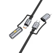 Hoco USB-C/Lightning Till USB-C Cigarettändare 60W 3A Kabel 1.2m U138 - Svart