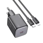 Hoco Väggladdare 20W Type C + Kable USB-C till Lightning Kabel 1m - Svart