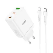 Hoco Väggladdare 35W 2xType C - USB A med Typ-C to Lightning Kabel 1m
