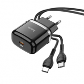 Hoco Väggladdare USB-C Med USB-C Kabel - Svart