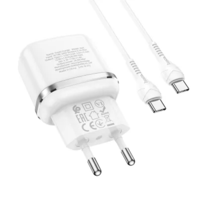 Hoco Väggladdare USB-C Med USB C Kabel  - Vit