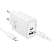 HOCO Väggladdare USB/USB-C 20W USB-C/Lightning Kabel N61 PD QC