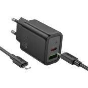 HOCO Väggladdare USB/USB-C 20W USB-C/USB-C Kabel N61 PD QC