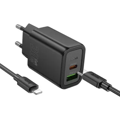 HOCO Väggladdare USB/USB-C 20W USB-C/USB-C Kabel N61 PD QC