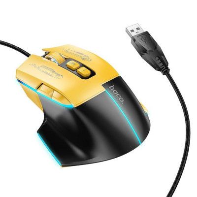 Hoco Wired Gaming Mus USB-A 3600DPI - Svart/Gul