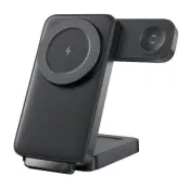 HT-545 Fällbar Magnetisk Trådlös Laddare med Nattlampa 15W - Svart