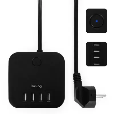 Huslog Cube Extension Cord 3 Sockets EMX-190224 - Svart