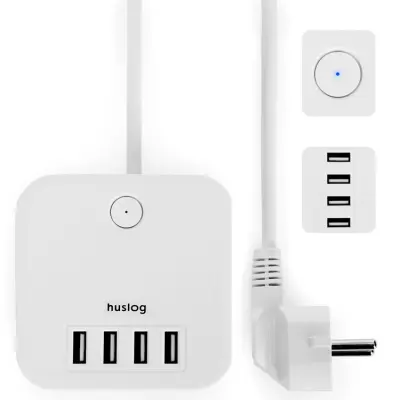 Huslog Cube Extension Cord 3 Sockets EMX-190224 - Vit