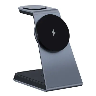 IFORCE T3 3-i-1 Magnetisk Trådlös Laddare 15W Snabbladdning - Grå