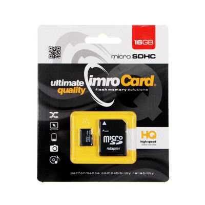 Imro 16GB microSDHC Klass 10 UHS-I Minneskort med Adapter