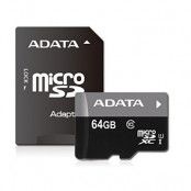ADATA Minneskort 64GB MicroSD med Adapter R:30MB/s W:10MB/s - AUSDX64GUICL10-RA1 - Lagring