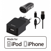 iPhone Laddare Komplett  - iPhone USB-väggladdare och billaddare med en USB-synk-laddarkabel