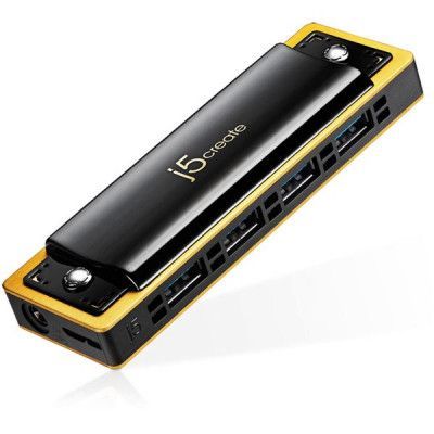 j5 create Harmonica, USB 3,0 hubb med fyra portar, svart/guld