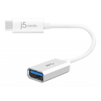 J5create JUCX05 - USB 3.1 adapter, Gen 1, Type-C hane - Typ A hona, vit