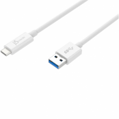 j5create JUCX06, USB 3.1-kabel, Gen 2, Type-C ha - Typ A ha, 0,9m, vit