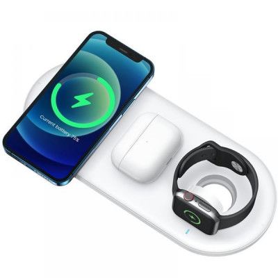 Joyroom 3 in 1 Magnetisk Magsafe Trådlös laddare - Vit