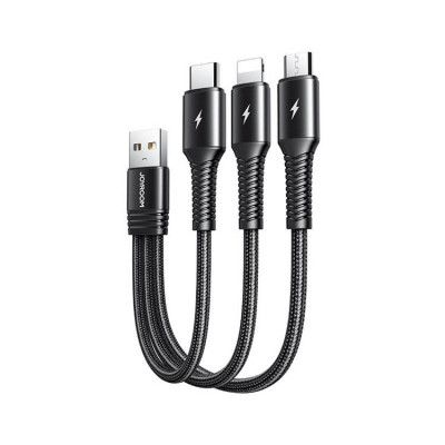 Joyroom 3in1 Kort USB - Lightning / USB-C / microUSB 3.5A 15cm - Svart