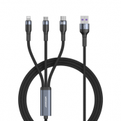 Joyroom 3in1 Micro USB-C Lightning Kabel 66W 1.2m - Svart