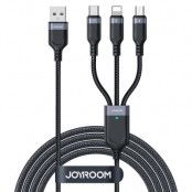 Joyroom 3in1 USB-A till USB-C Lightning microUSB kabel 1.2m