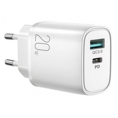 Joyroom Fast Väggladdare 20W USB-A Till USB-C - Vit