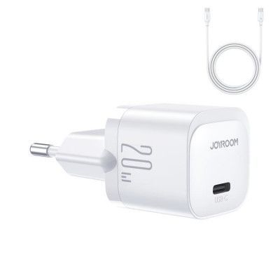 Joyroom JR-TCF02 USB-C Väggladdare + USB-C Kabel PD 20W - Vit