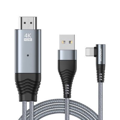 Joyroom Lightning Till HDMI 4K Kabel 3m - Mirroring Grå