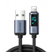 Joyroom Lightning - USB-A Kabel 2.4A med LED display 1.2m - Svart