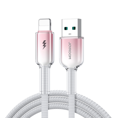 Joyroom S-A42 USB-A - Lightning 3A 1.2m Kabel Crystal-Clear Series - Vit