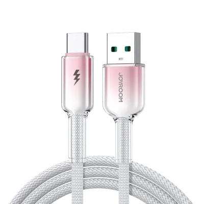 Joyroom S-A42 USB-A - USB-C 3A 1.2m Kabel Crystal-Clear Series - Vit