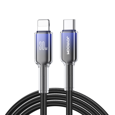 Joyroom S-A42 USB-C - Lightning 30W 1.2m Kabel Crystal-Clear Series - Svart