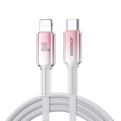 Joyroom S-A42 USB-C - Lightning 30W 1.2m Kabel Crystal-Clear Series - Vit
