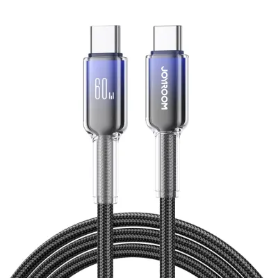 Joyroom S-A42 USB-C - USB-C 60W 1.2m Kabel Crystal-Clear Series - Svart