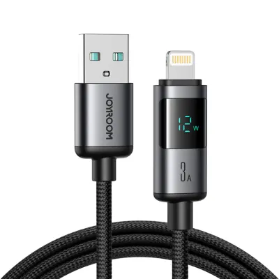 Joyroom USB-A - Lightning kabel 3A 1.2m med Display - Svart