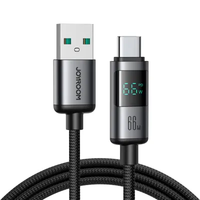 Joyroom USB-A - USB-C kabel 66W 1.2m med Display - Svart