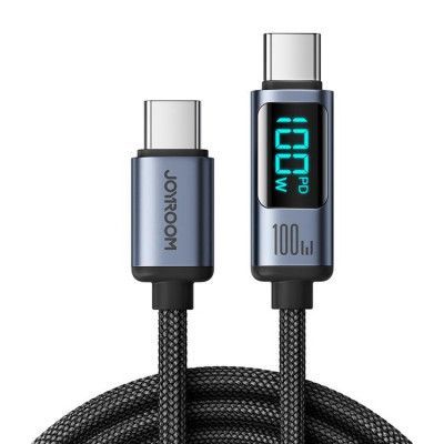 Joyroom USB-C till USB-C kabel 100W med LED display 1.2m