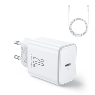 Joyroom USB-C Väggladdare + USB-C Kabel PD 20W - Vit