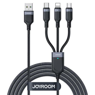 Joyroom 3in1 USB-A till USB-C, Lightning, microUSB kabel 0.3m