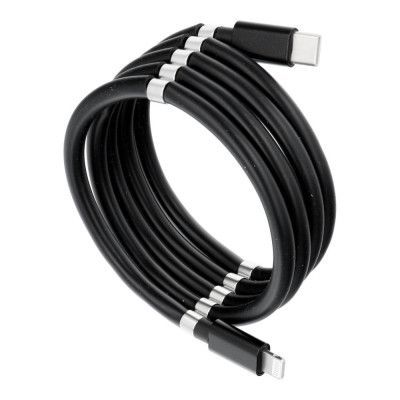 Kabel USB-C för Lightning PD18W magnetisk 3A svart 1m