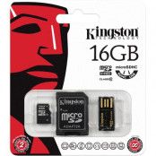 Kingston minneskort, microSDHC, 16GB, micro Secure Digital High-Capactiy, USB-mi