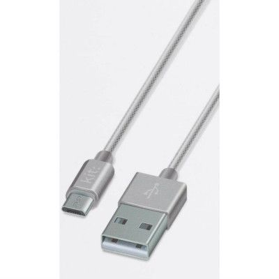 KIT PLATINUM Synkkabel MicroUSB Nylon 1m - Silver