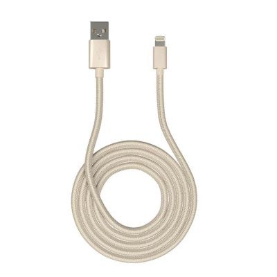 KIT Premium Synkkabel Lightning 1m Flätad Kabel MFI - Guld
