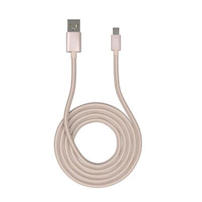 KIT Premium Synkkabel Micro-USB 1m Flätad Kabel - Rosa