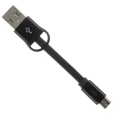 KIT Synkkabel MicroUSB Nyckelring - Svart