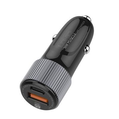 Ldnio Billaddare 18W USB Till Typ-C Och Lightning Kabel - Svart