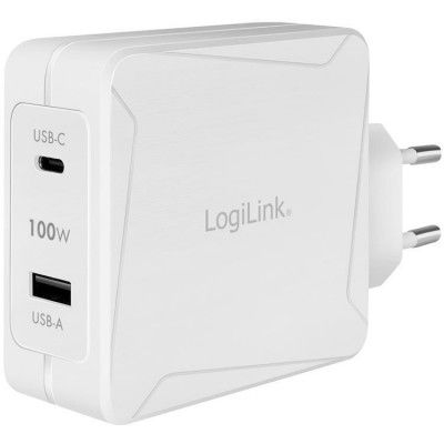 LOGILINK PD USB-Väggladdare 1 x USB-C/1 x USB-A 100W GaN