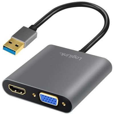 LOGILINK USB-A 3.0 To HDMI-Hona + VGA-Hona Adapter